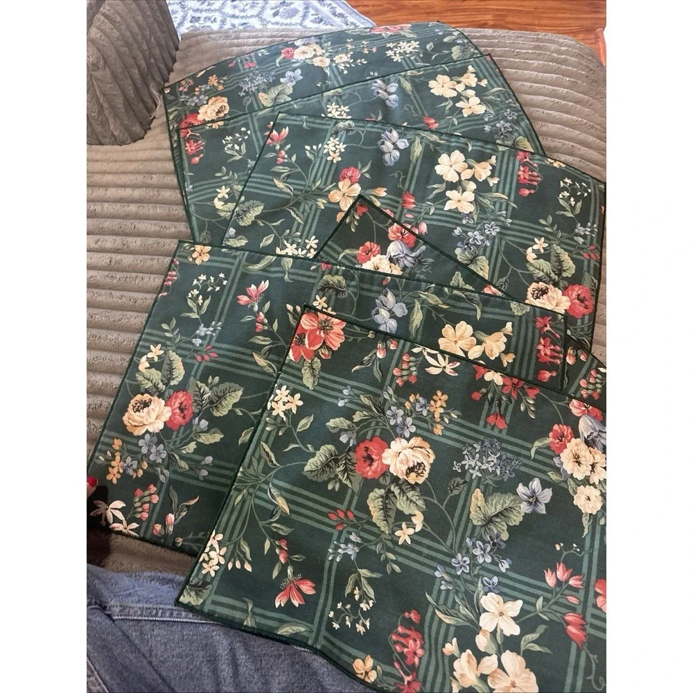 Vintage Floral Placemats (6) Cottagecore Botanical  Lattice 18